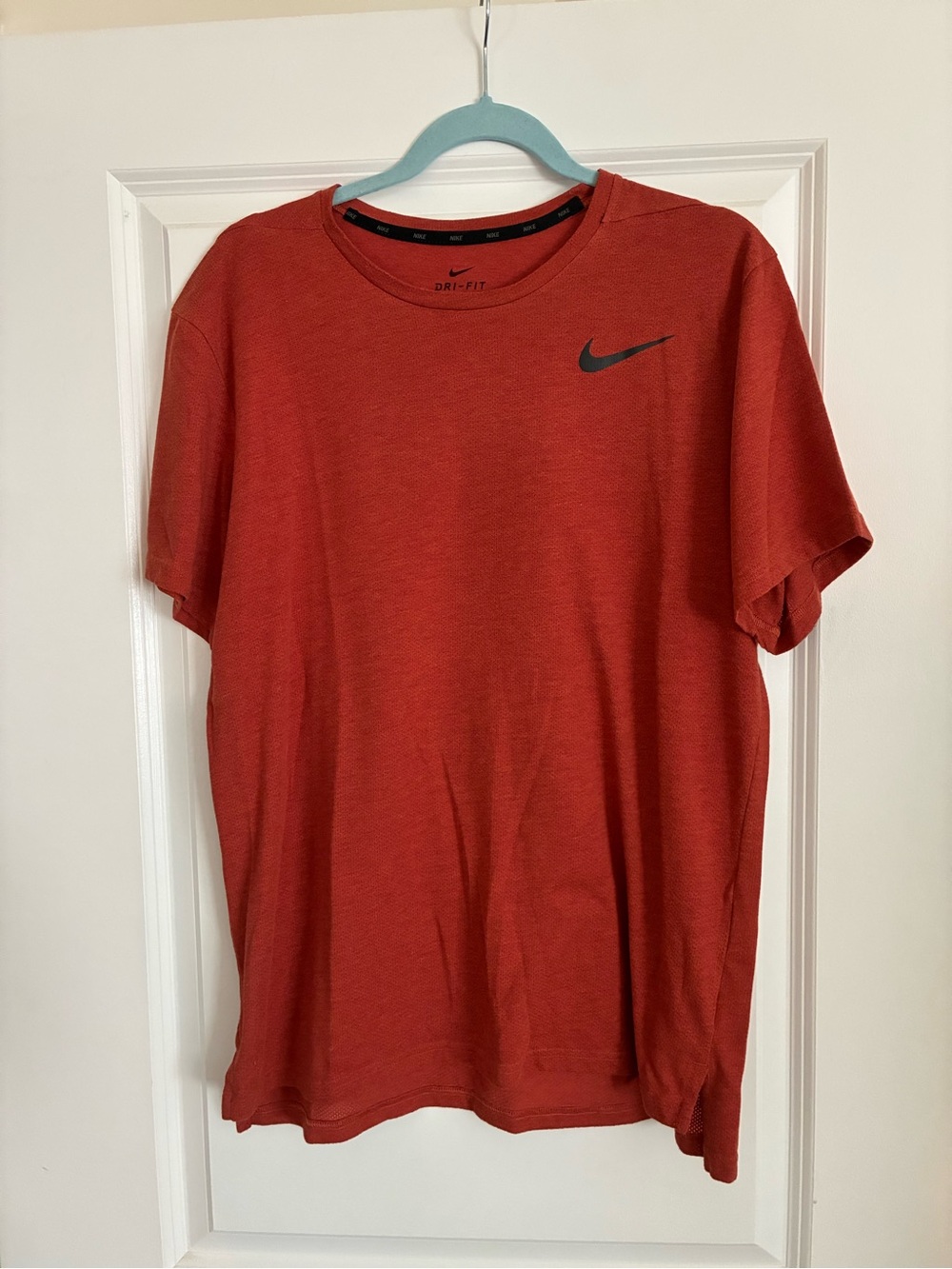 Nike Red Short-Sleeve Dri-FIT Athletic Tee with Black Swoosh